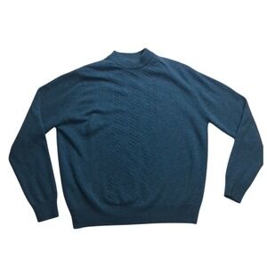 Vintage Munrospun Lambswool Sweater Scotland Teal Mock Neck Womens Medium